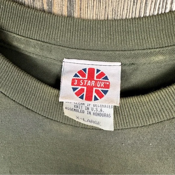 Vintage 3 Star UK Rock Out Funny Tee Chicken Adult Size XL Green - Picture 5 of 8